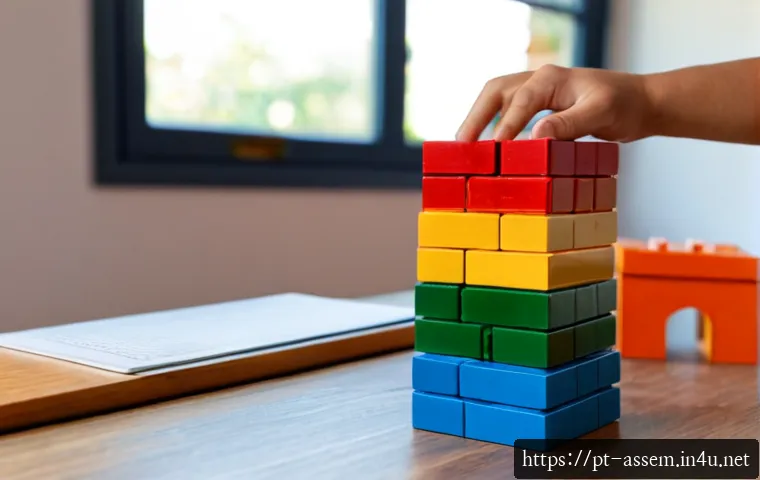 Home 31 레고 브릭으로 학습하는 기술 용어 - Photorealistic close-up of colorful interlocking building bricks arranged as a simple bridge and sta...