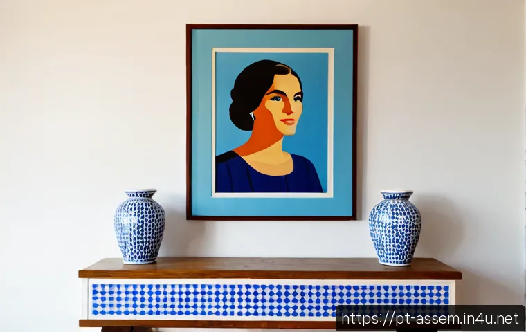 Home 17 레고 아트 모자이크 시리즈 - Photorealistic home studio scene featuring an elegant framed mosaic portrait assembled from thousand...